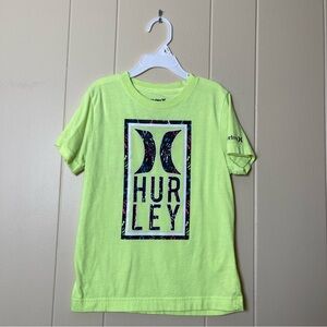 Hurley Kids Neon Green Graphic Tee size 6-7 yrs